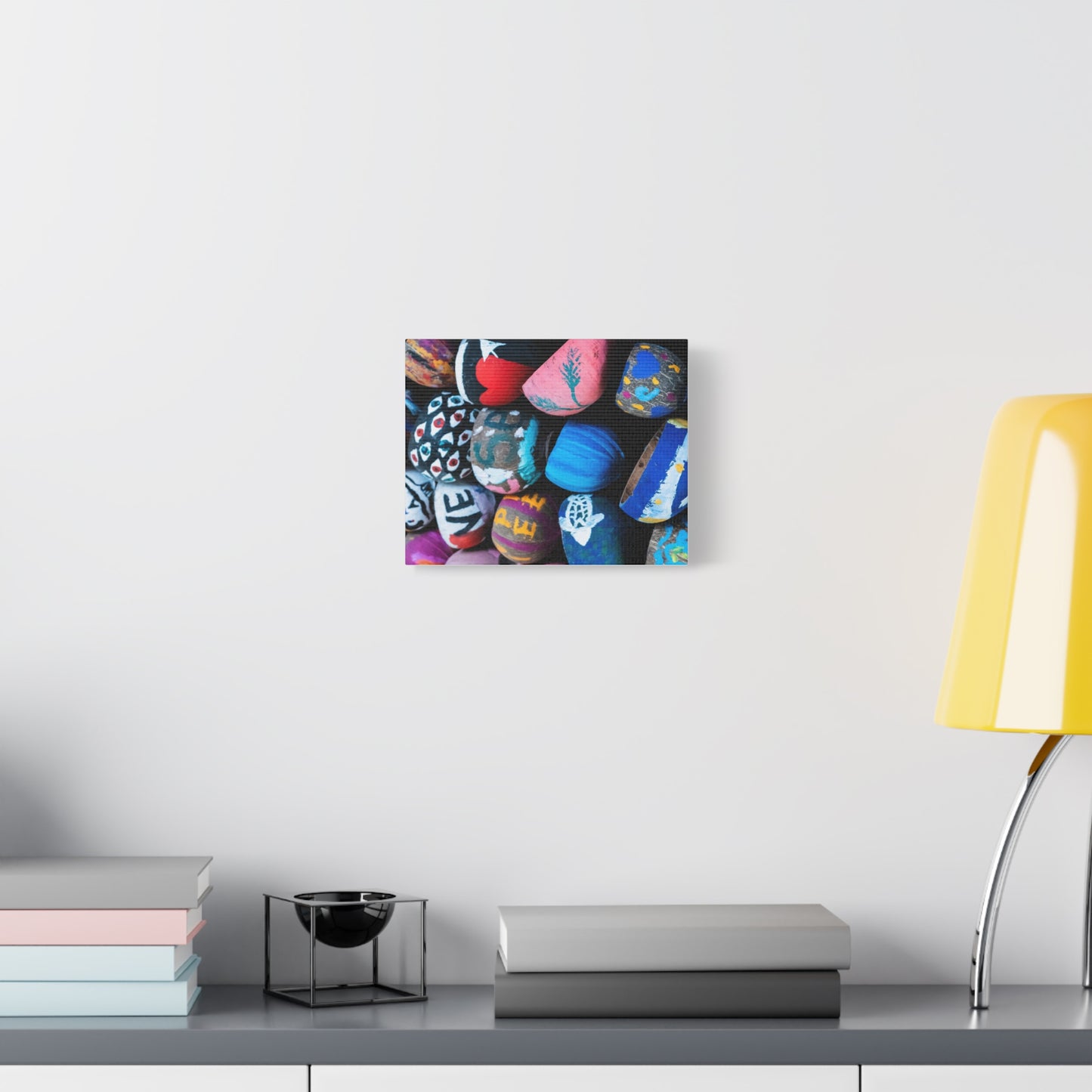 Painted Rock Collage Matte Canvas Print — Colorful Decorative Wall Art