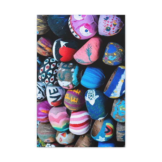 Painted Rock Collage Matte Canvas Print — Colorful Decorative Wall Art
