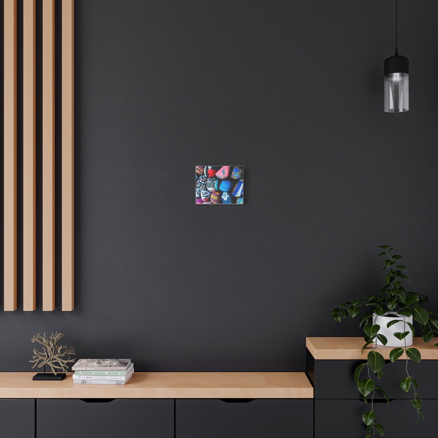 Painted Rock Collage Matte Canvas Print — Colorful Decorative Wall Art