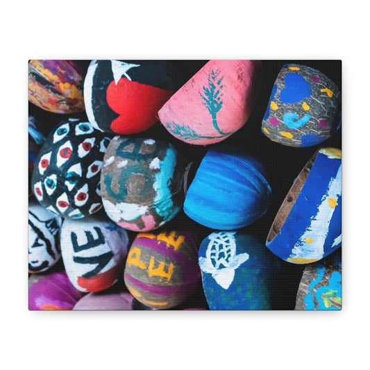 Painted Rock Collage Matte Canvas Print — Colorful Decorative Wall Art