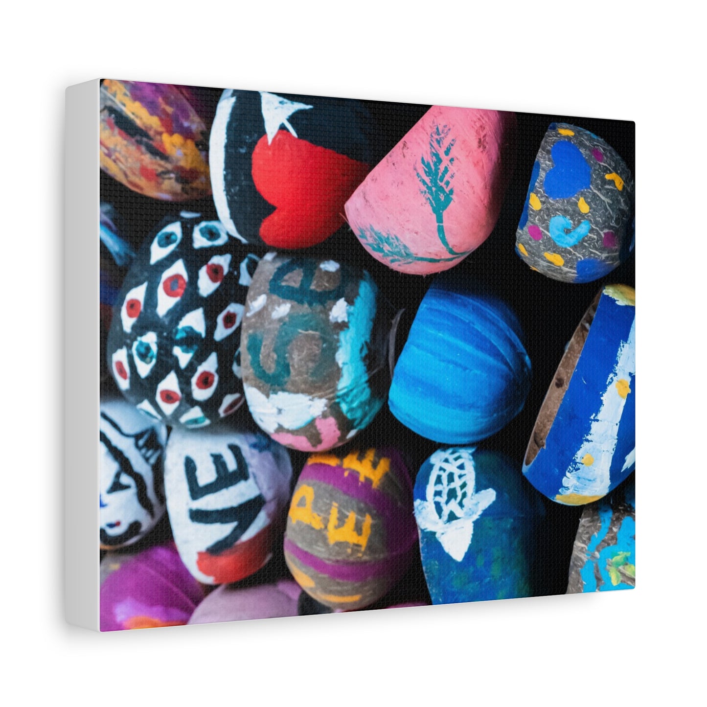Painted Rock Collage Matte Canvas Print — Colorful Decorative Wall Art