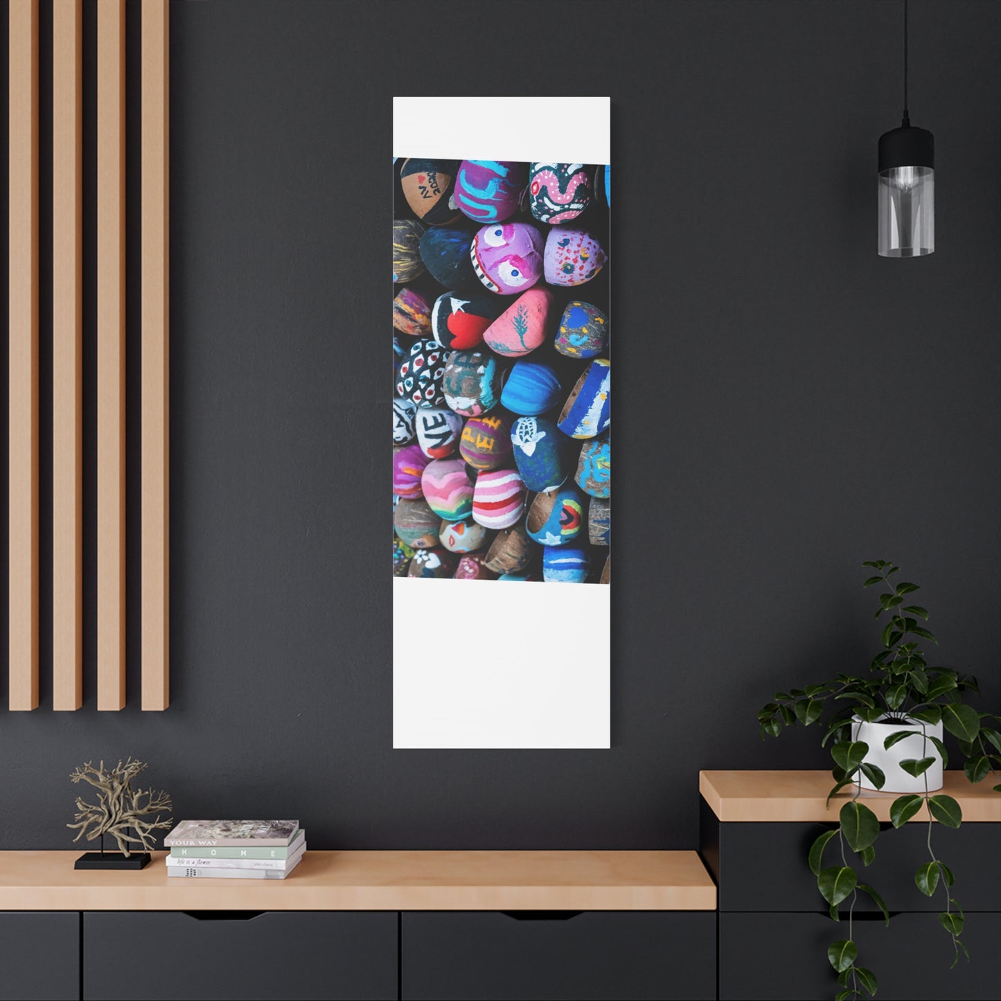 Painted Rock Collage Matte Canvas Print — Colorful Decorative Wall Art