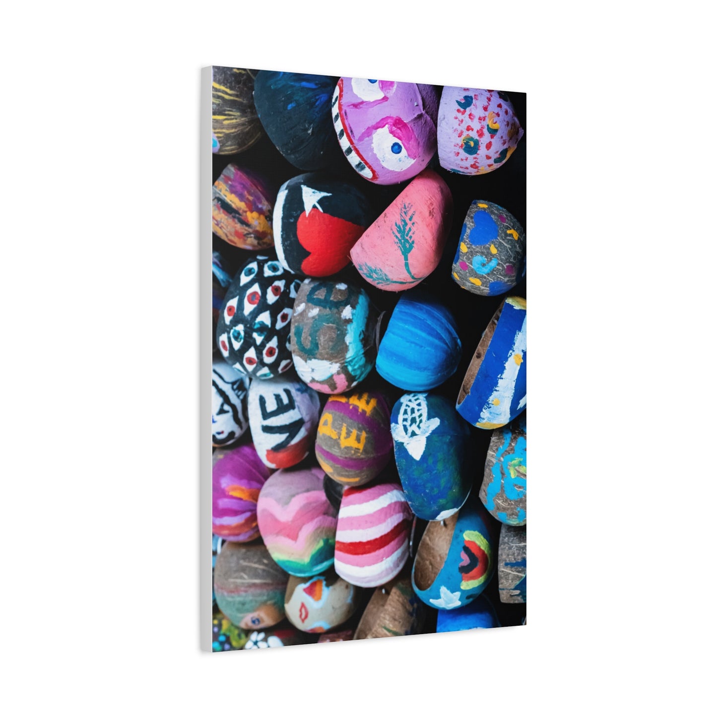 Painted Rock Collage Matte Canvas Print — Colorful Decorative Wall Art