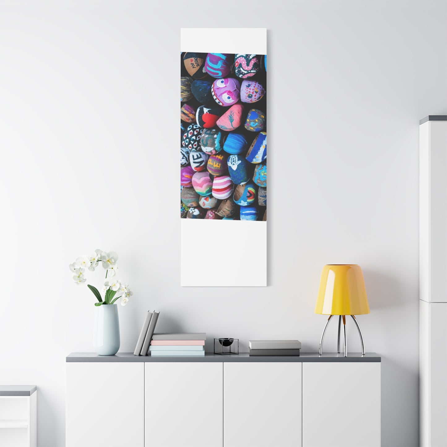 Painted Rock Collage Matte Canvas Print — Colorful Decorative Wall Art